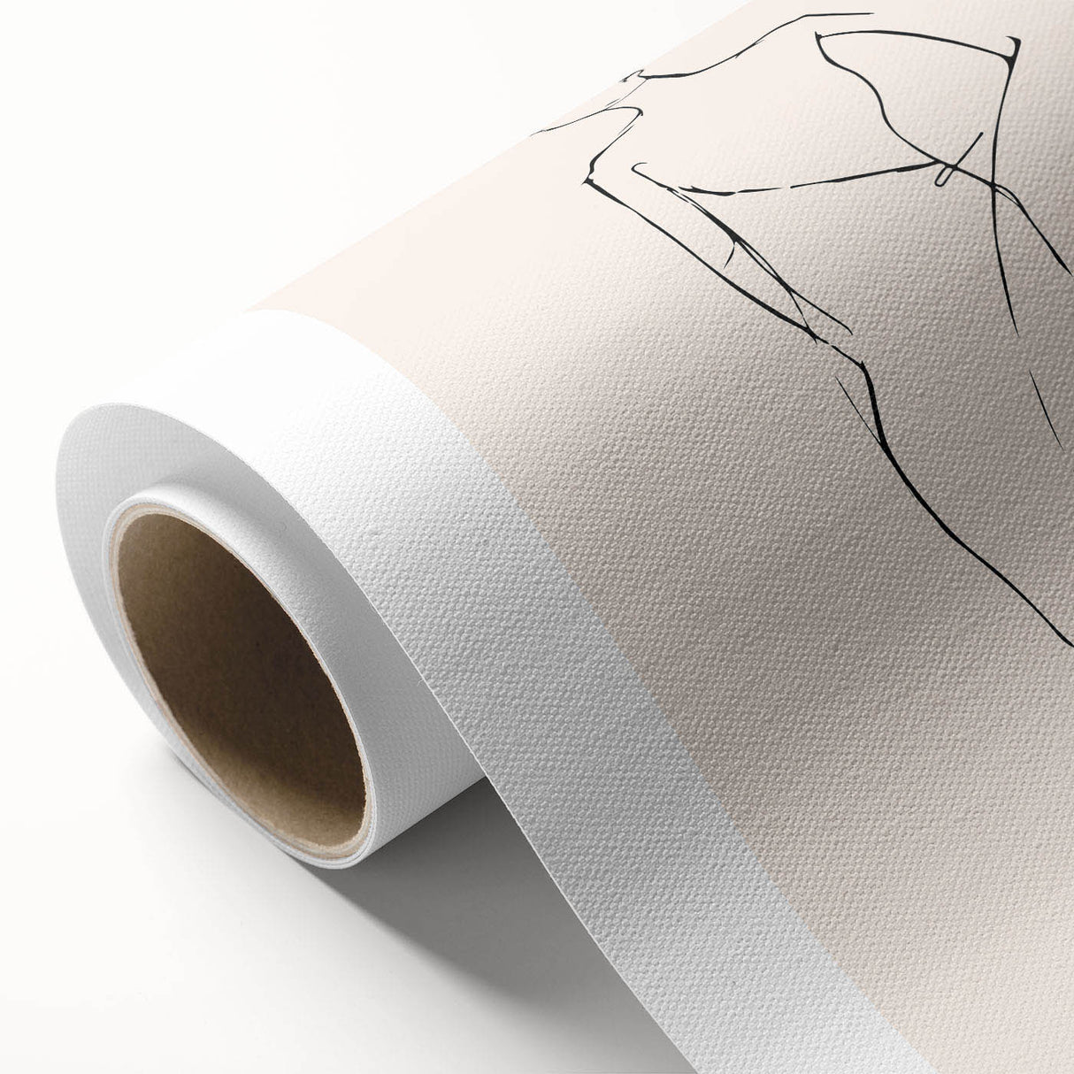 Abstract minimalist rolled canvas wall art featuring fluid shapes in soft pastel colors, perfect for modern home decor or gallery display.