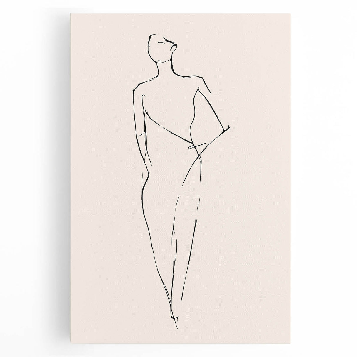 Abstract minimalist wall art collection on stretched canvas, showcasing soft pastels and geometric shapes, ideal for modern home decor.