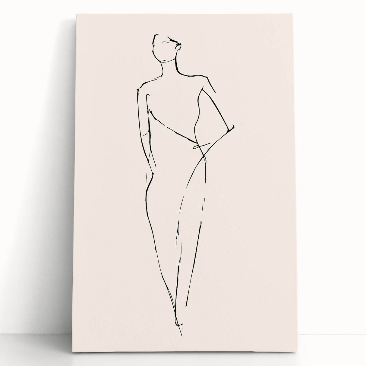 Abstract minimalist wall art design on stretched canvas, showcasing soft pastel colors and geometric shapes, perfect for modern decor.