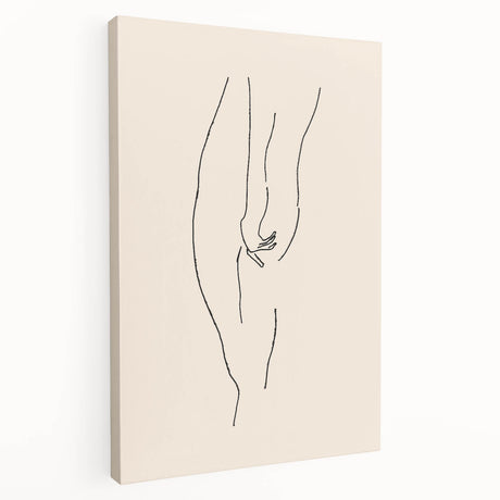 Stretched canvas showcasing an abstract minimalist design in soft pastel colors, perfect for modern home decor, displayed from a side view.