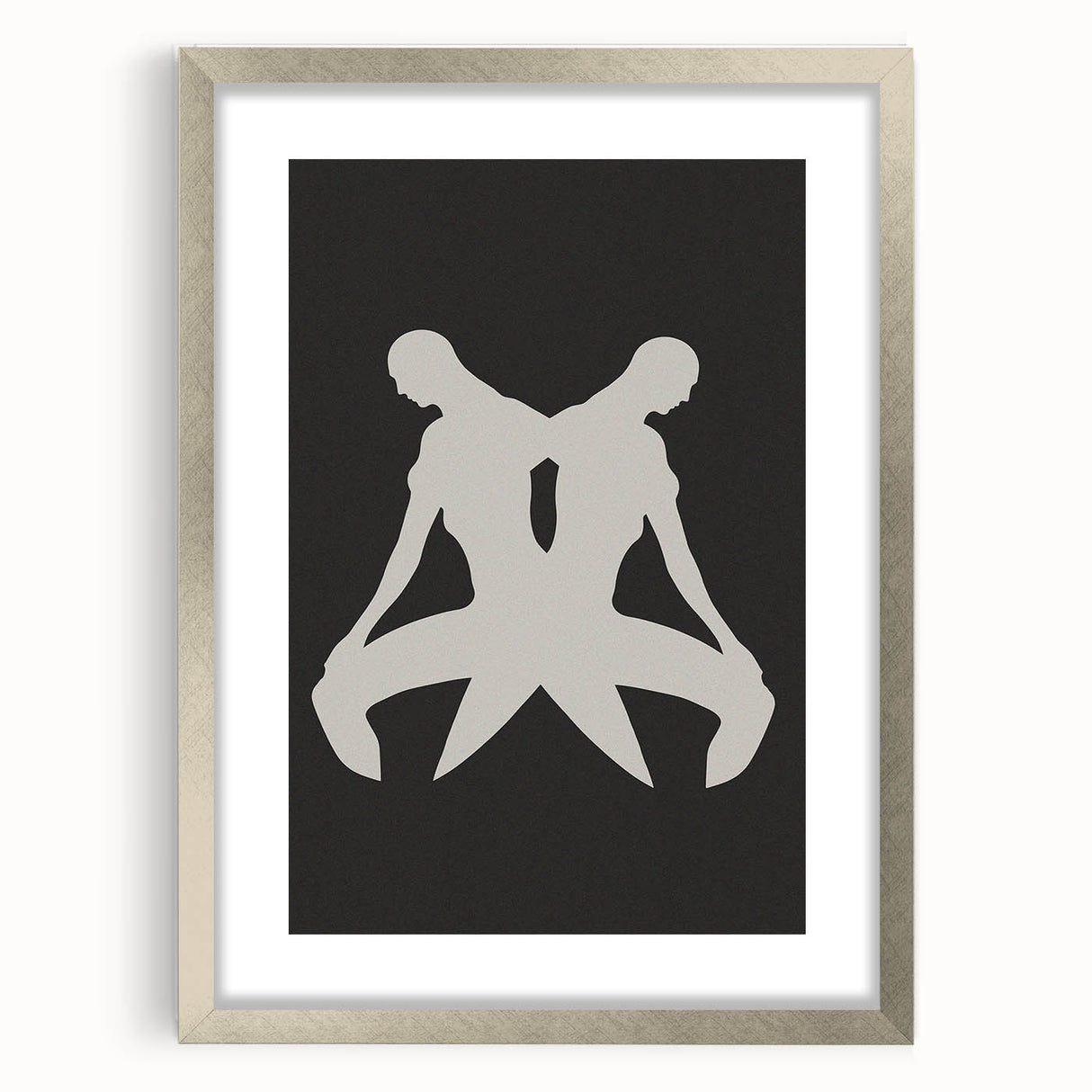 Abstract minimalist wall art design framed in silver, showcasing soft neutral tones and geometric patterns, ideal for modern decor.