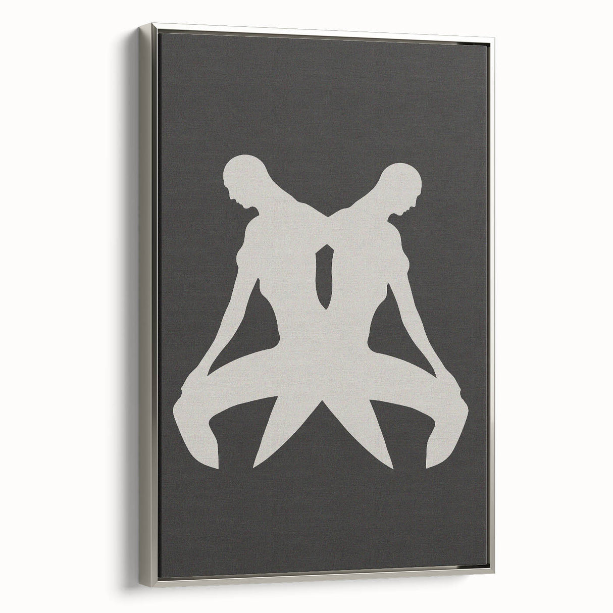 Framed abstract minimalist wall art featuring a silver-bordered canvas design in a sleek side view, perfect for modern home decor.