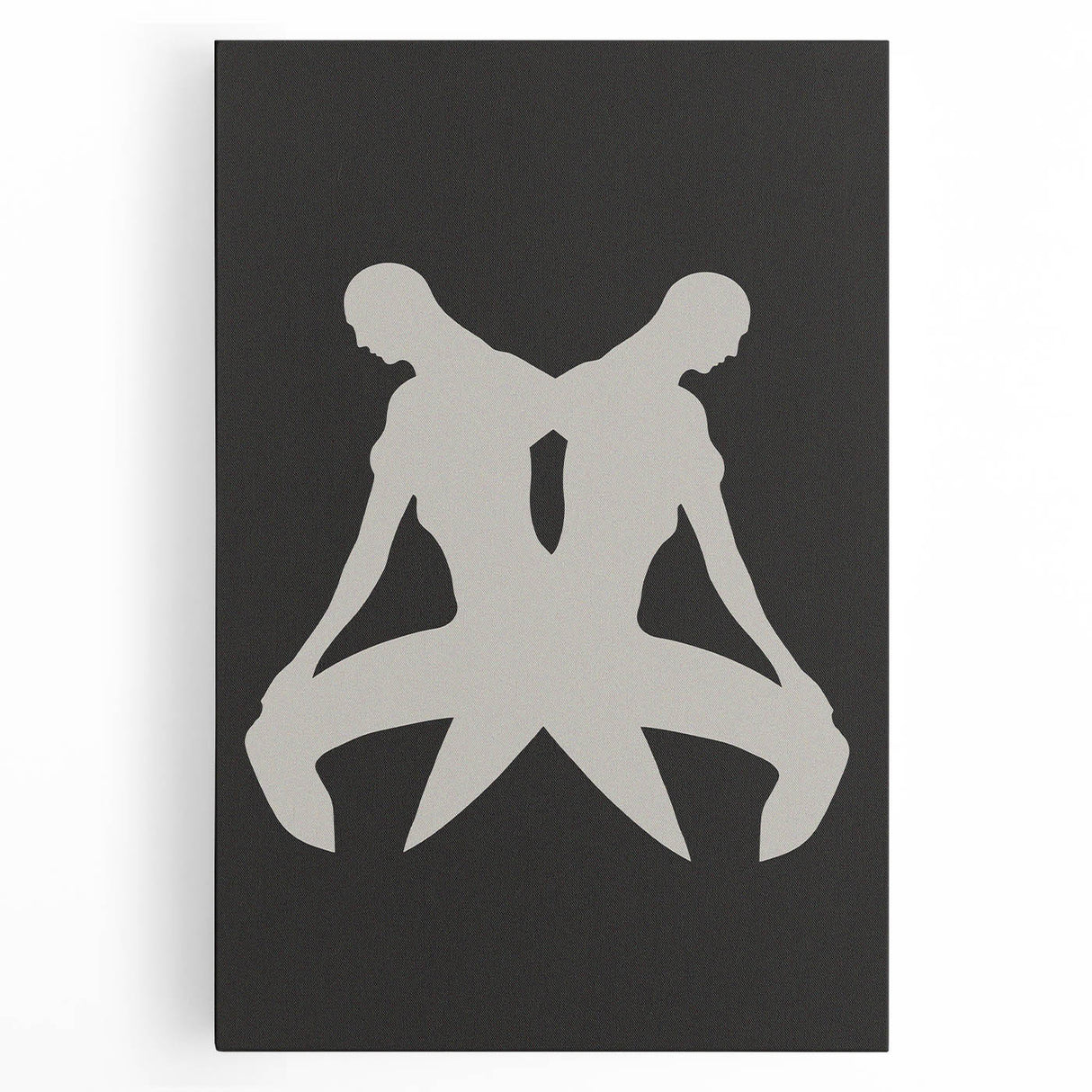 Abstract minimalist wall art featuring a geometric design in muted tones, printed on stretched canvas with a sleek modern frame, perfect for contemporary decor.