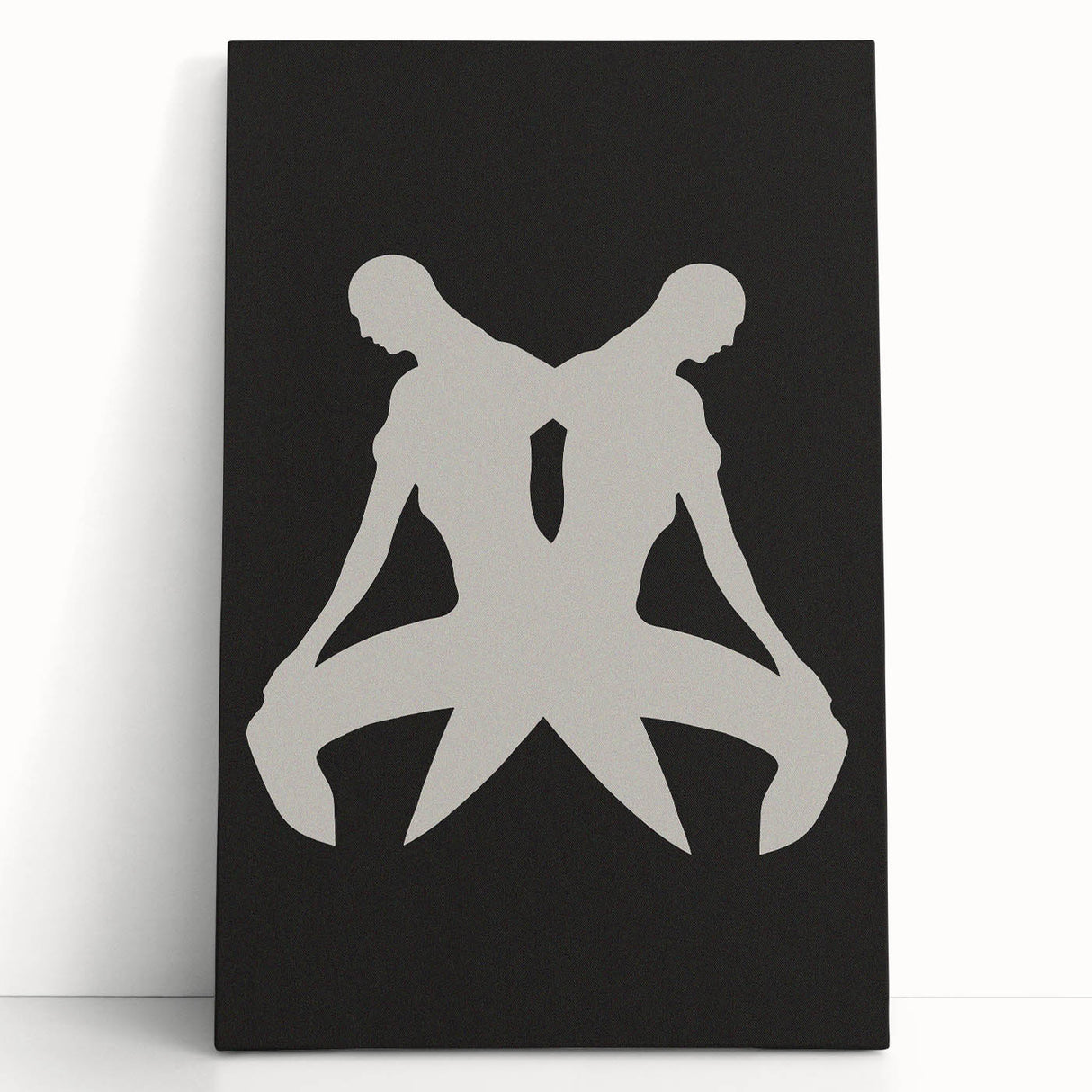 Abstract minimalist wall art collection displayed on a stretched canvas, featuring soft neutral tones and geometric shapes, perfect for modern decor.