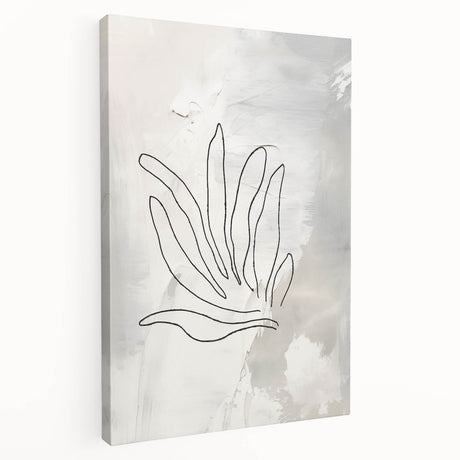 Abstract minimalist wall art collection displayed on stretched canvas, showcasing soft pastel colors and geometric shapes in a modern setting.