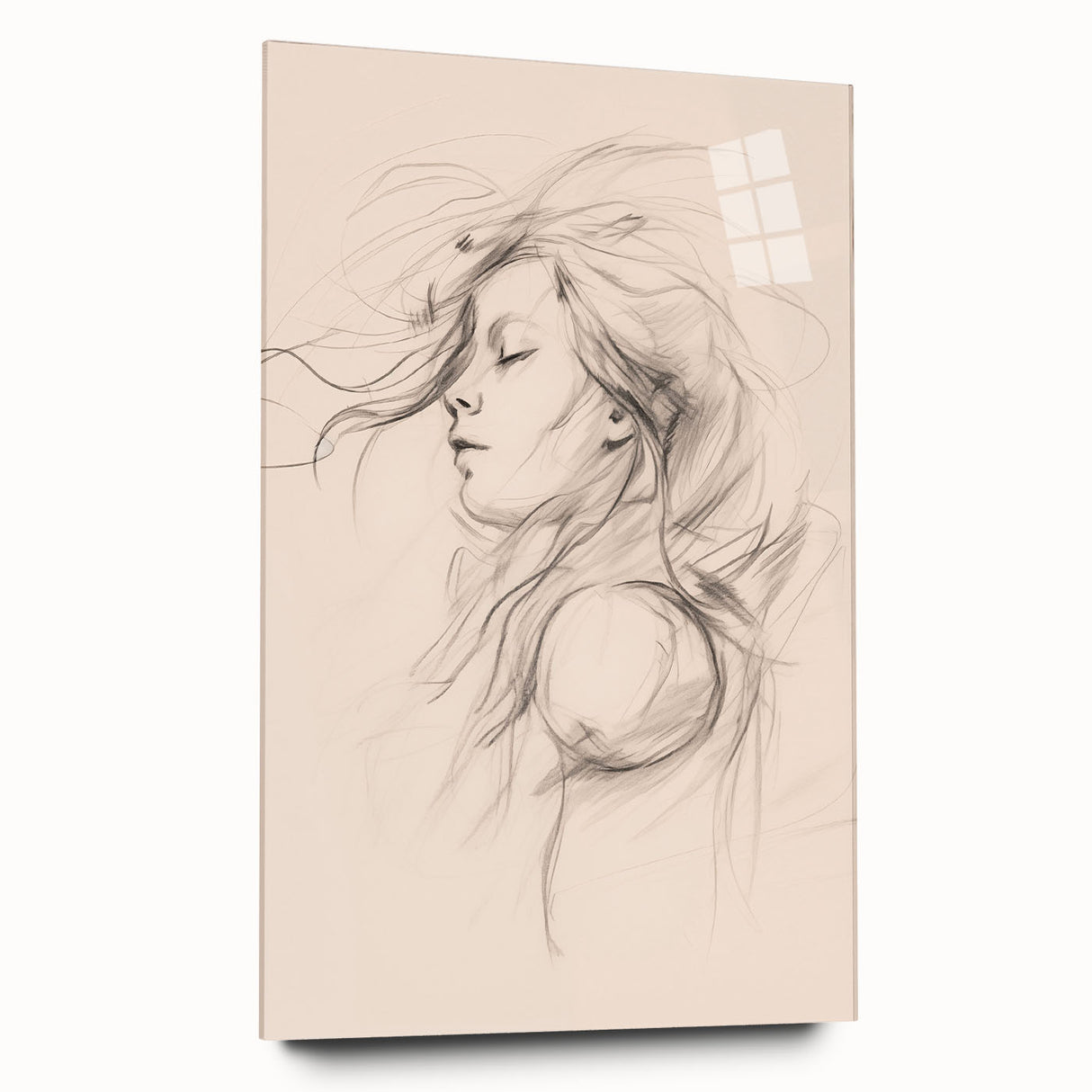 Acrylic glass wall art from the Abstract Minimalist Design collection, showcasing a subtle blend of calming colors and modern aesthetics, displayed side view without pins for a sleek presentation.