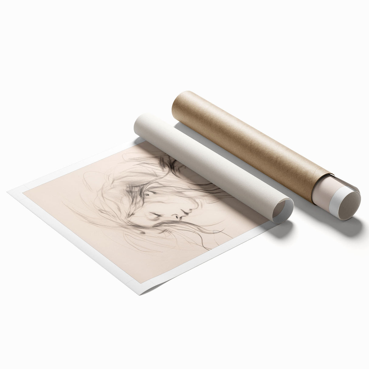 Abstract minimalist wall art print showcasing a vibrant color palette, featuring fluid shapes and organic forms, rolled in protective packaging.