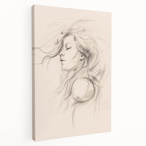 Abstract minimalist wall art collection showcased in a stretched canvas format, featuring soft neutral tones and elegant geometric shapes. Perfect for modern decor.