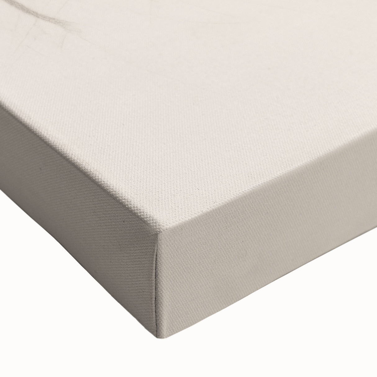 Close-up of abstract minimalist wall art design on stretched canvas, showcasing soft earth tones and fluid shapes, ideal for modern decor.