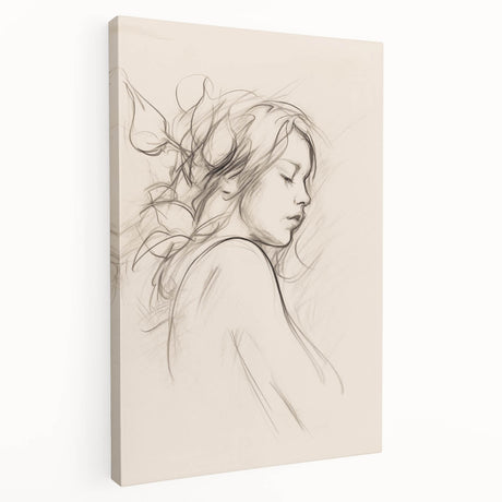 Abstract minimalist wall art collection featuring a stretched canvas design in soft earth tones, showcasing flowing shapes and dynamic lines for contemporary decor.