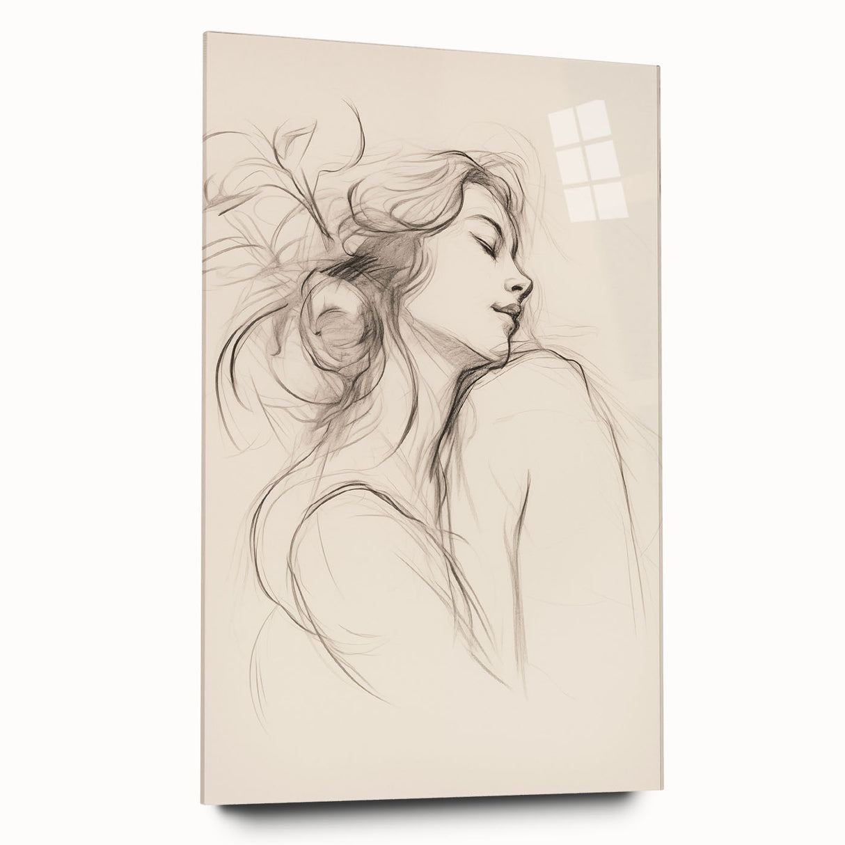 Abstract minimalist wall art collection displayed in a sleek acrylic glass frame, showcasing soft pastel colors and simple geometric shapes for modern decor.