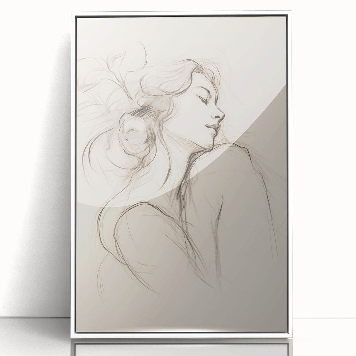 Framed abstract minimalist wall art collection showcasing a sleek design in white, perfect for modern home decor accents.