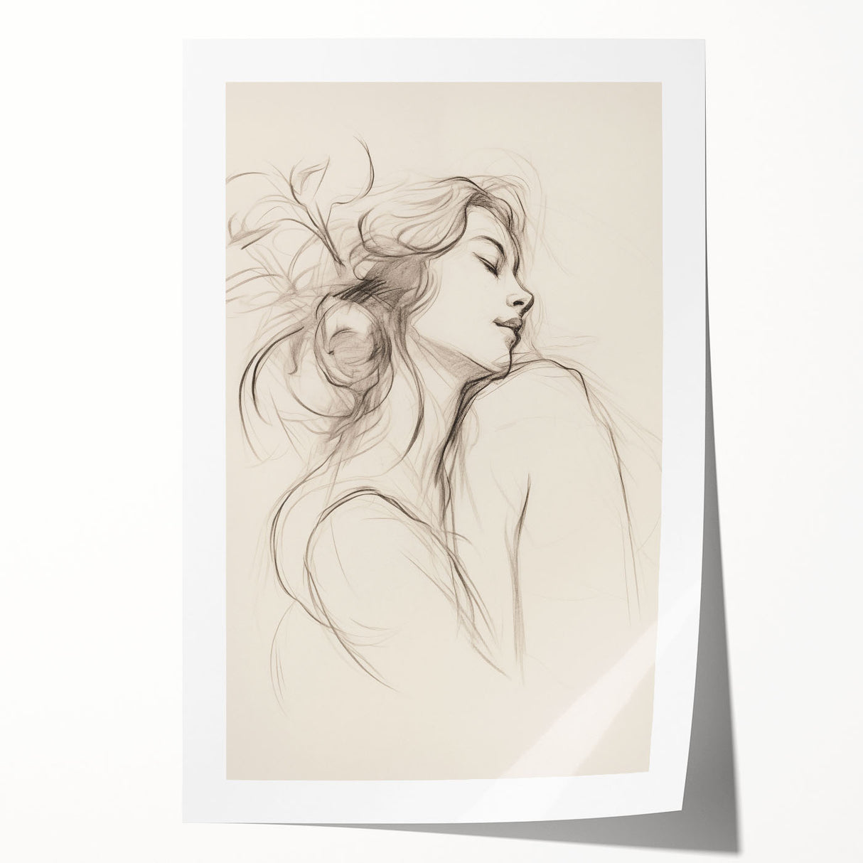 Abstract minimalist wall art print showcasing soft pastel colors and geometric shapes, rolled and ready for framing or display.