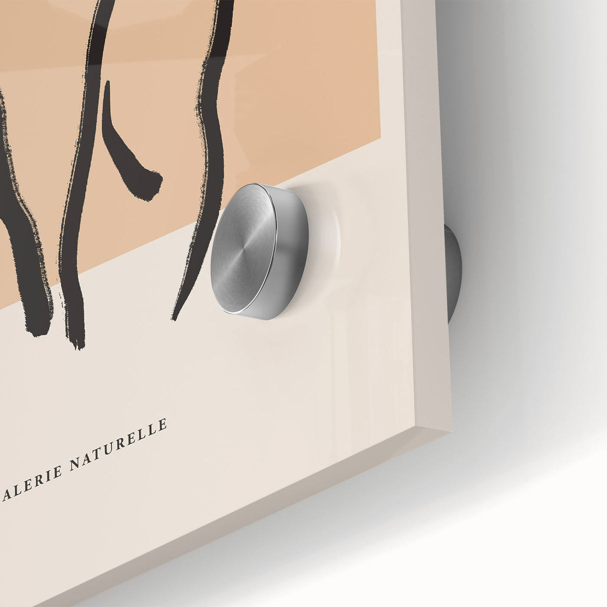 Close-up of an abstract minimalist wall art design, showcasing vibrant colors and smooth acrylic glass finish, perfect for modern decor.