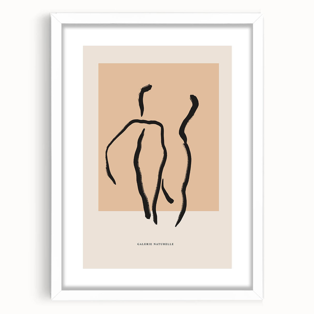 Framed abstract minimalist wall art design showcasing soft pastel colors and geometric shapes, presented in a sleek white frame with matting.