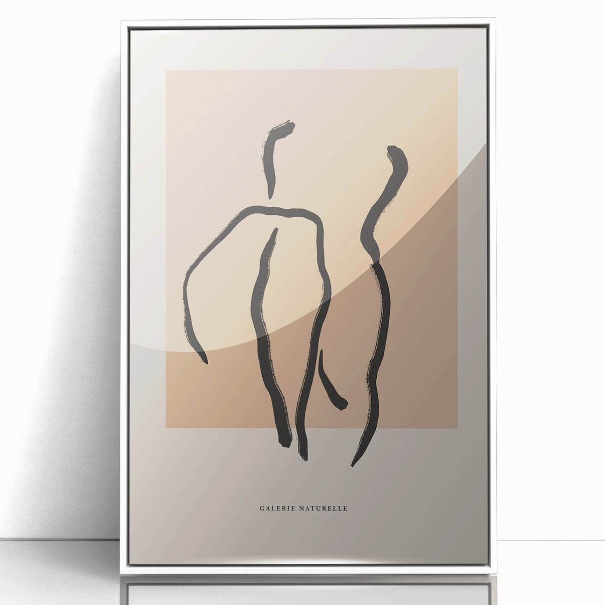 Framed abstract minimalist wall art piece showcasing a sleek design with soft colors and geometric shapes, ideal for modern decor.