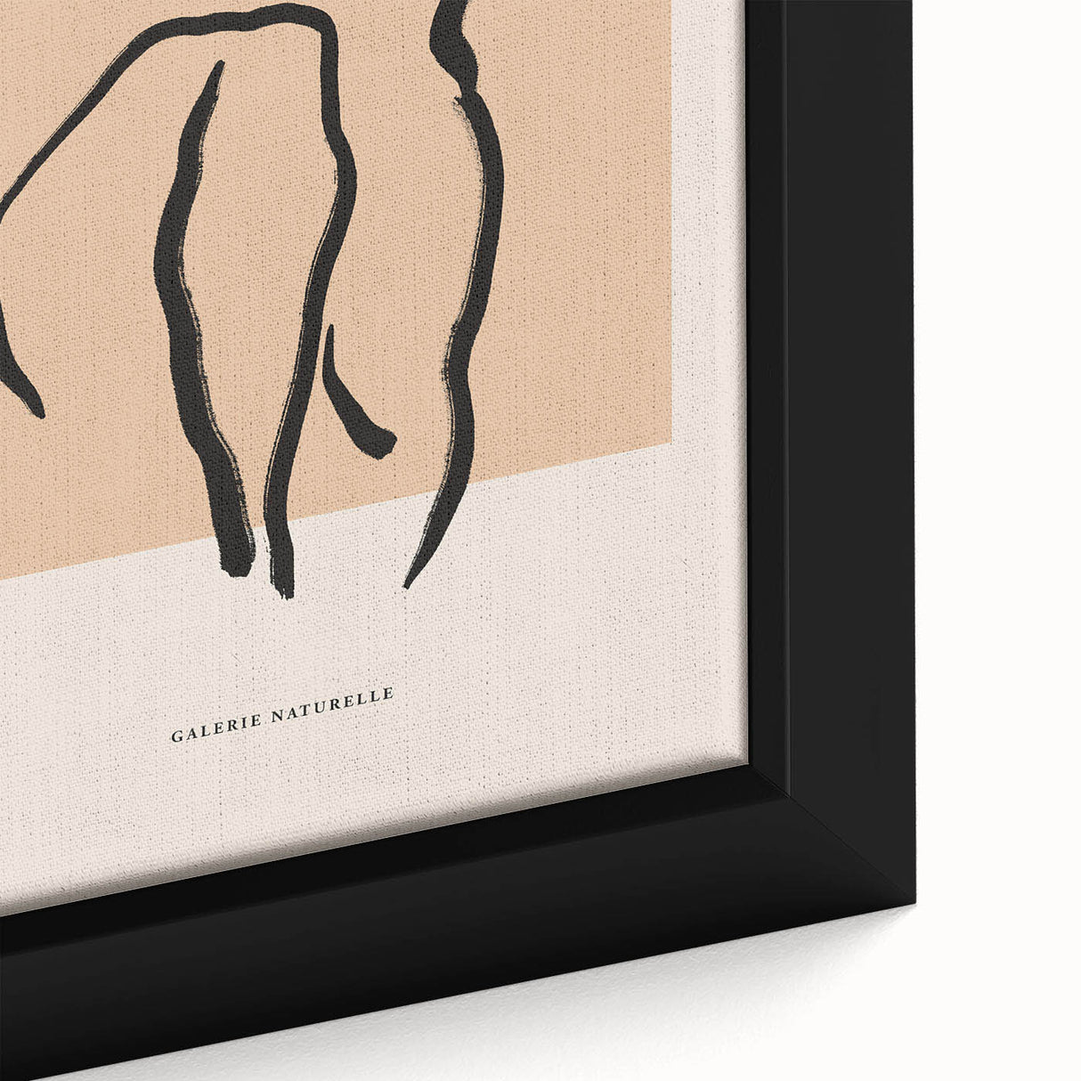 Close-up of an abstract minimalist framed wall art piece showcasing soft pastel colors and organic shapes, perfect for modern decor.