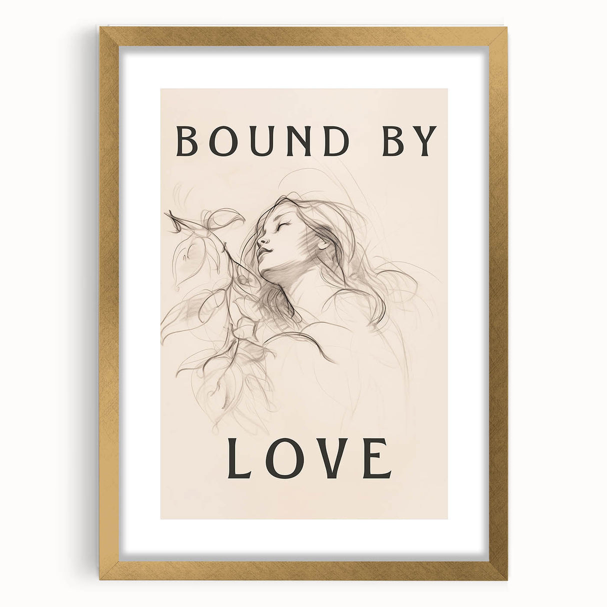 Abstract minimalist wall art featuring a gold-framed design with a mat, showcasing a contemporary aesthetic ideal for modern decor. Perfect for enhancing living spaces with elegance.