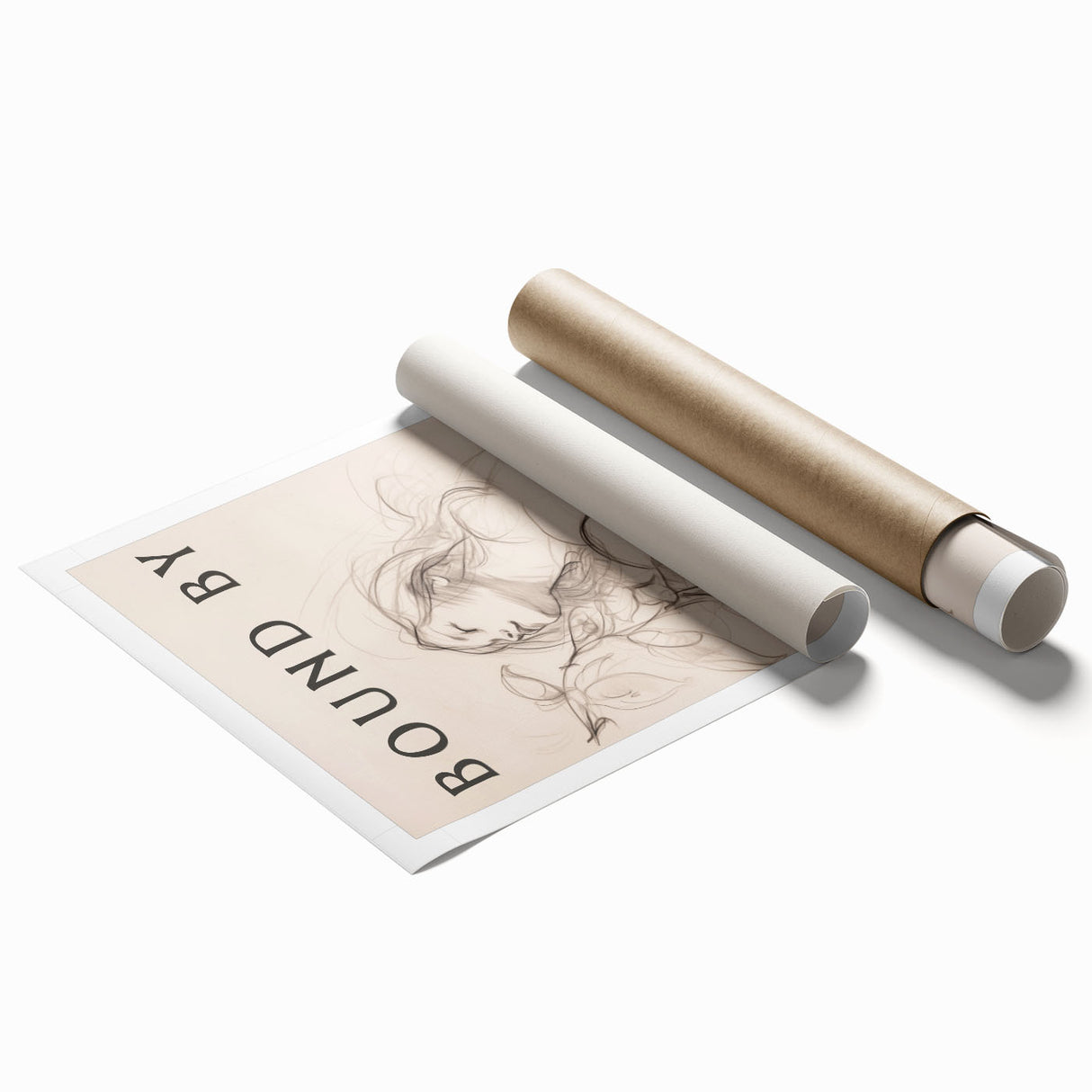 Abstract minimalist wall art print showcasing soft pastel colors and geometric shapes, rolled and ready for framing, highlighting modern decor aesthetics.