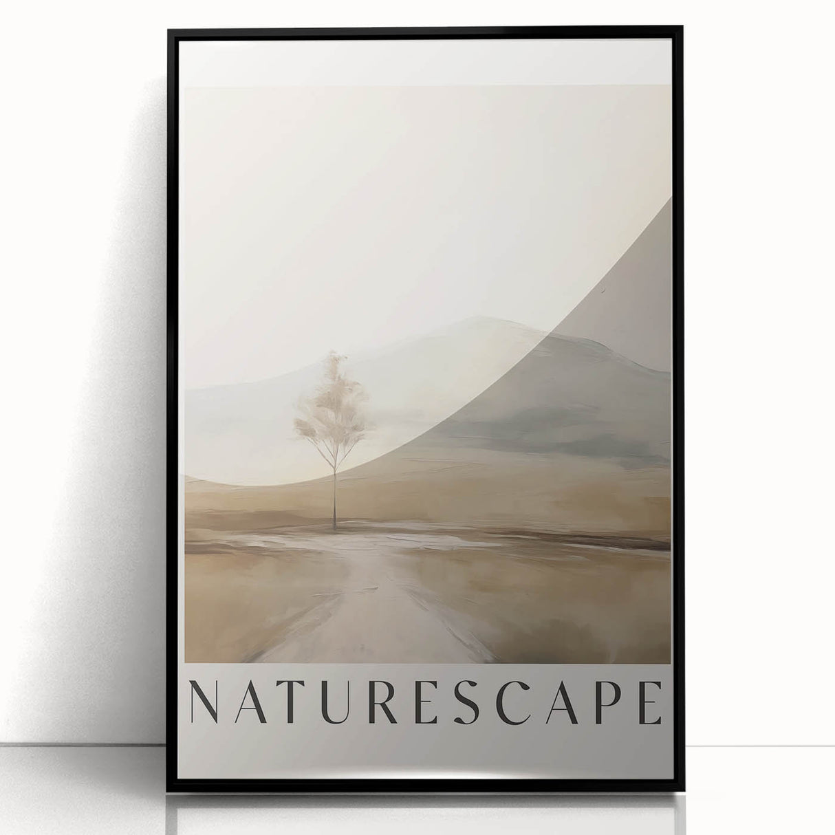Framed abstract minimalist wall art design featuring a sleek black acrylic front, perfect for modern decor. Ideal for enhancing contemporary living spaces and art collections.