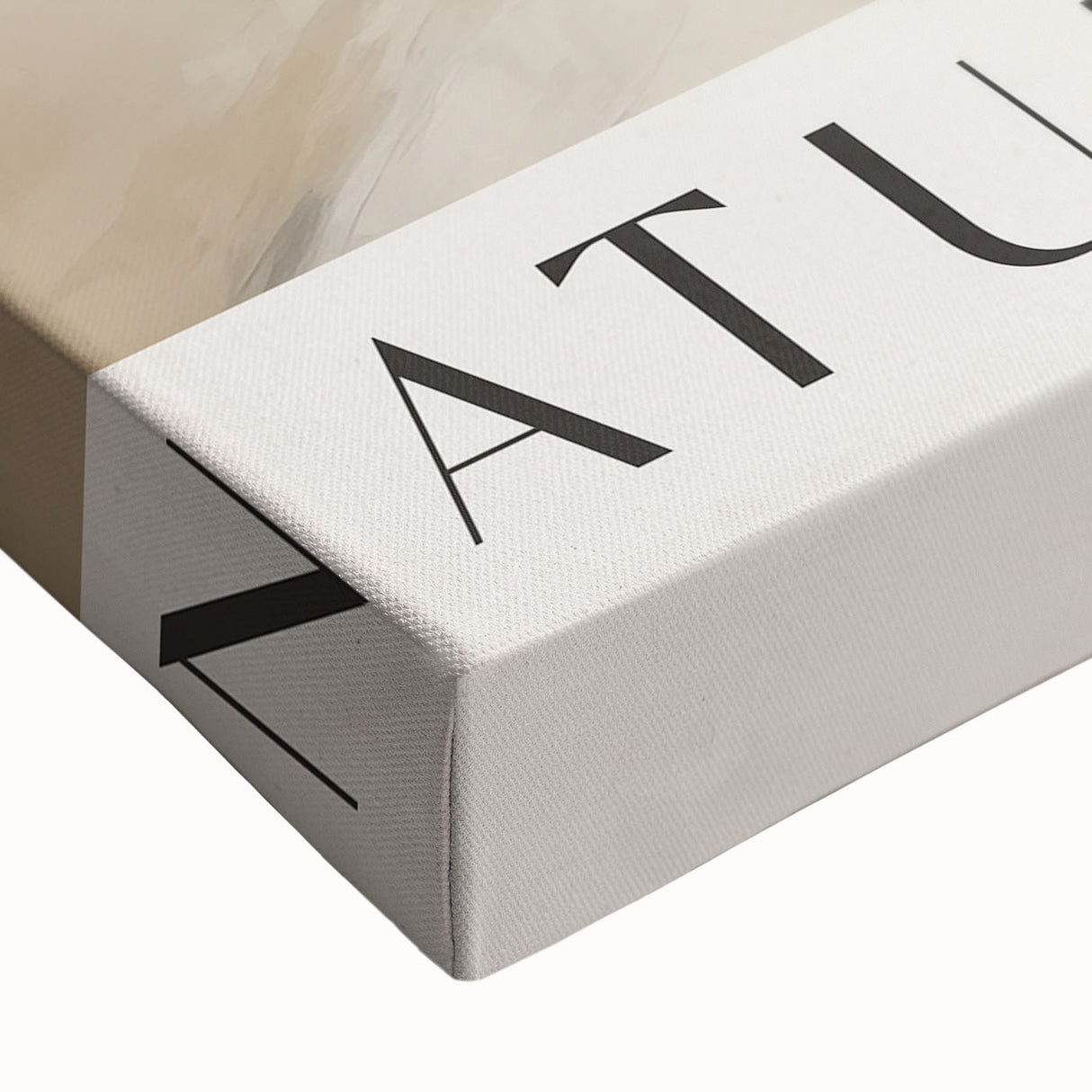 Close-up of a minimalist abstract wall art design on stretched canvas, showcasing soft pastel colors and subtle textures, ideal for modern home decor.