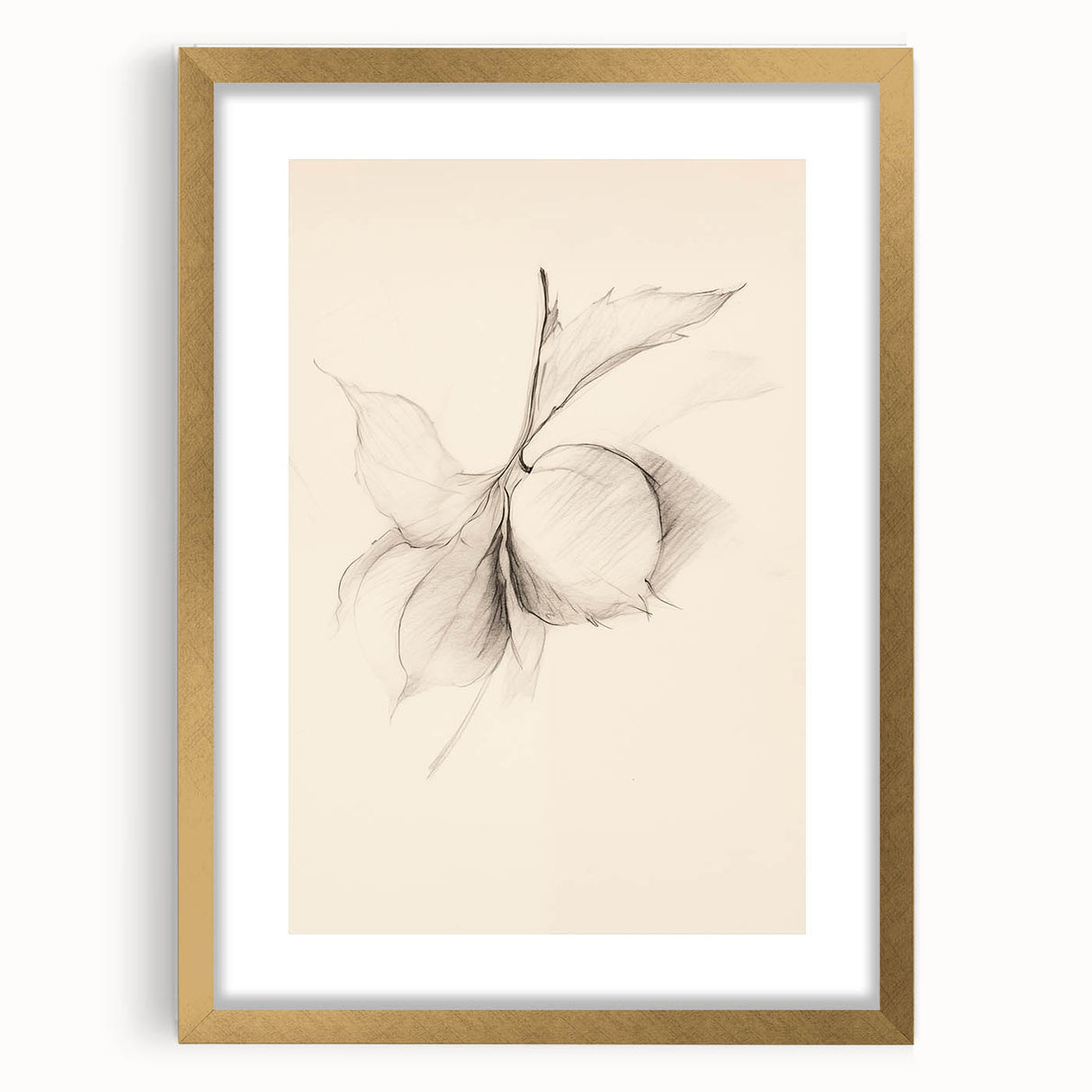 Abstract minimalist design wall art framed in gold, showcasing a stylish mat and vibrant colors, perfect for modern home decor enhancement.