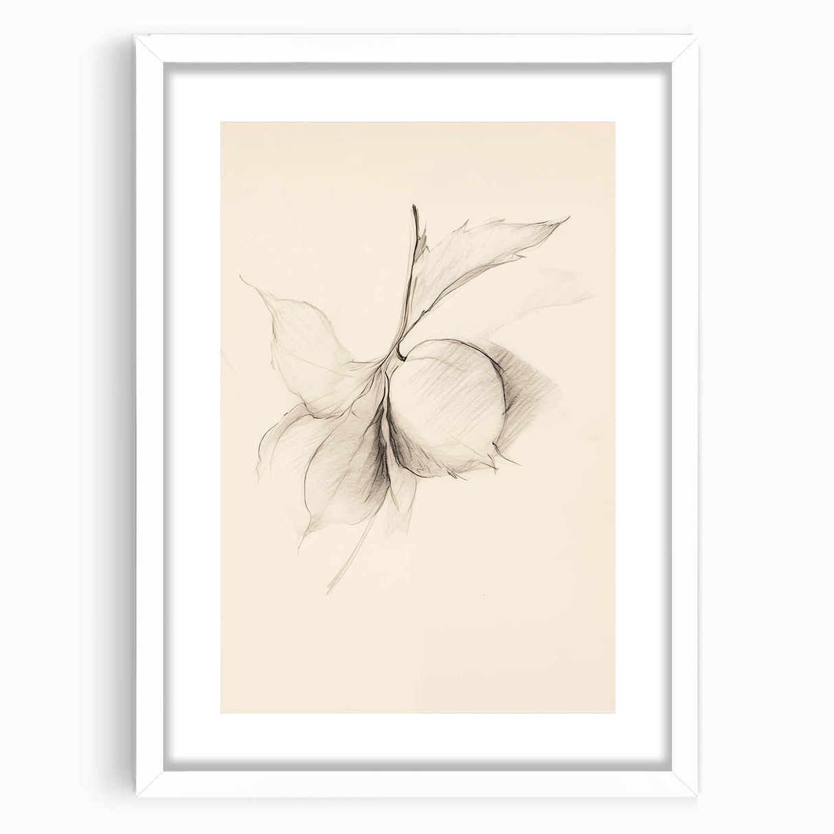 Minimalist wall art featuring a sleek, abstract design in muted tones, framed with a white mat for an elegant finish, perfect for modern interior decor.