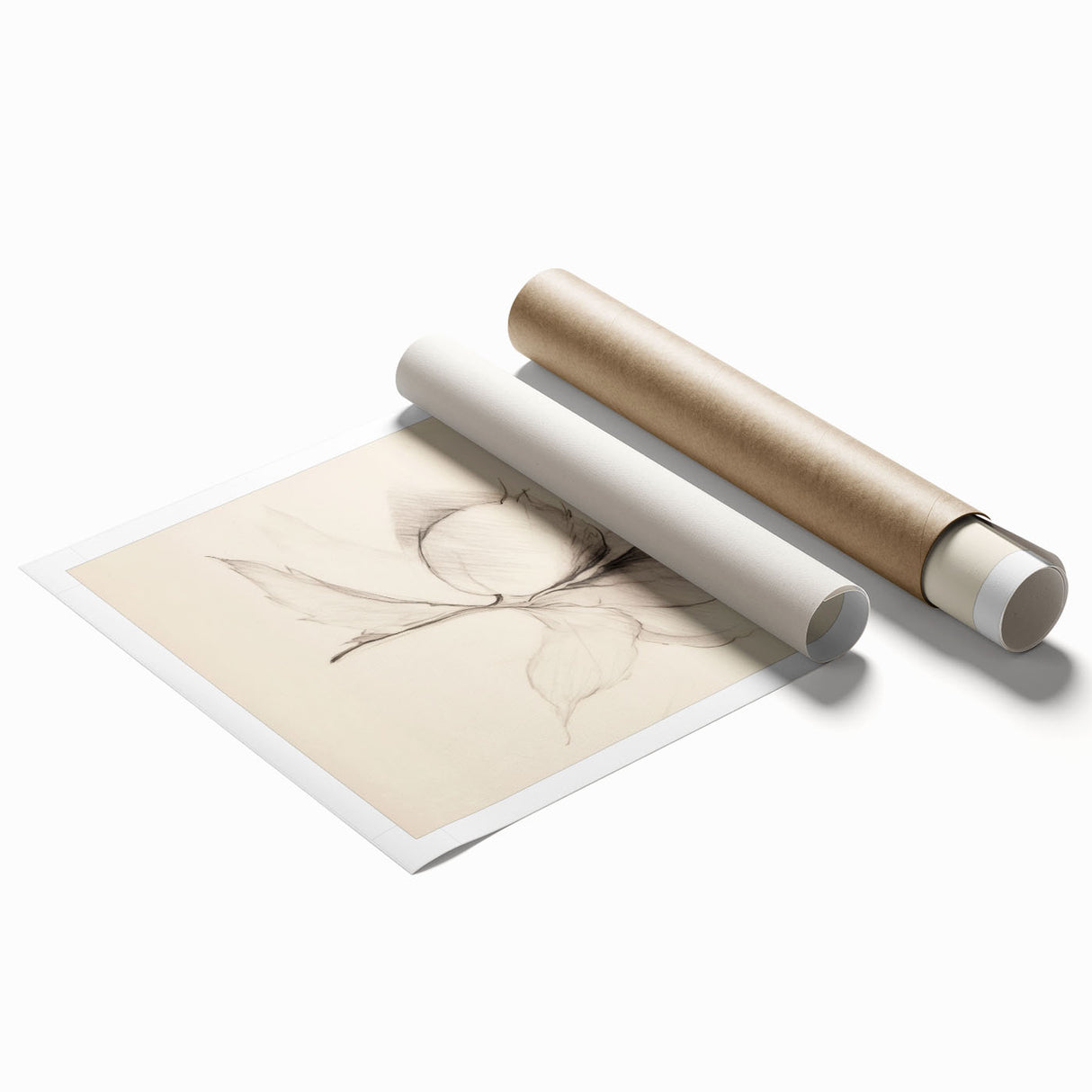 Abstract minimalist wall art design featuring soft pastel colors and geometric shapes, rolled for easy display. Perfect for modern home decor accents.