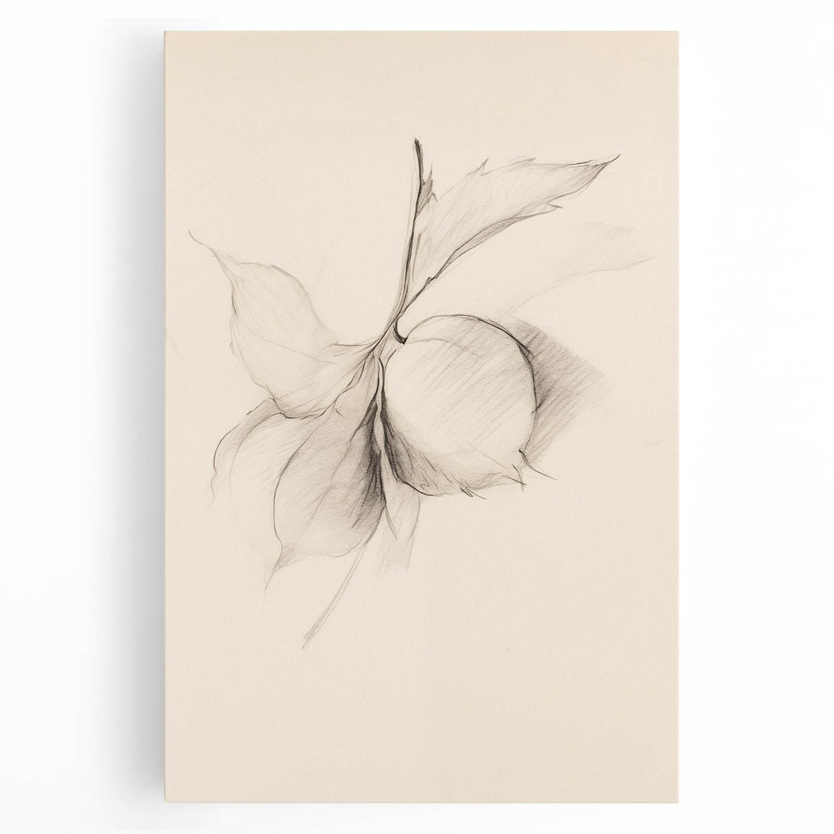 Abstract minimalist wall art design on stretched canvas, showcasing soft earth tones and geometric shapes, perfect for modern interior decor and enhancing home aesthetics.