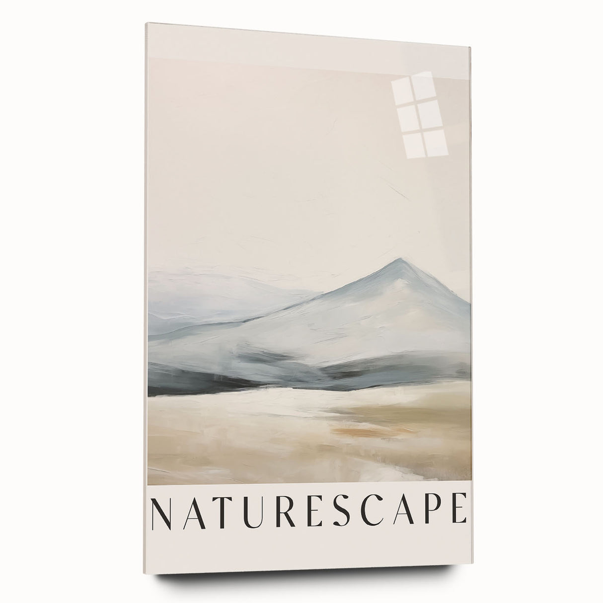 Abstract minimalist wall art design showcasing a modern acrylic glass frame in a side view, emphasizing its sleek lines and vibrant colors, ideal for contemporary decor.