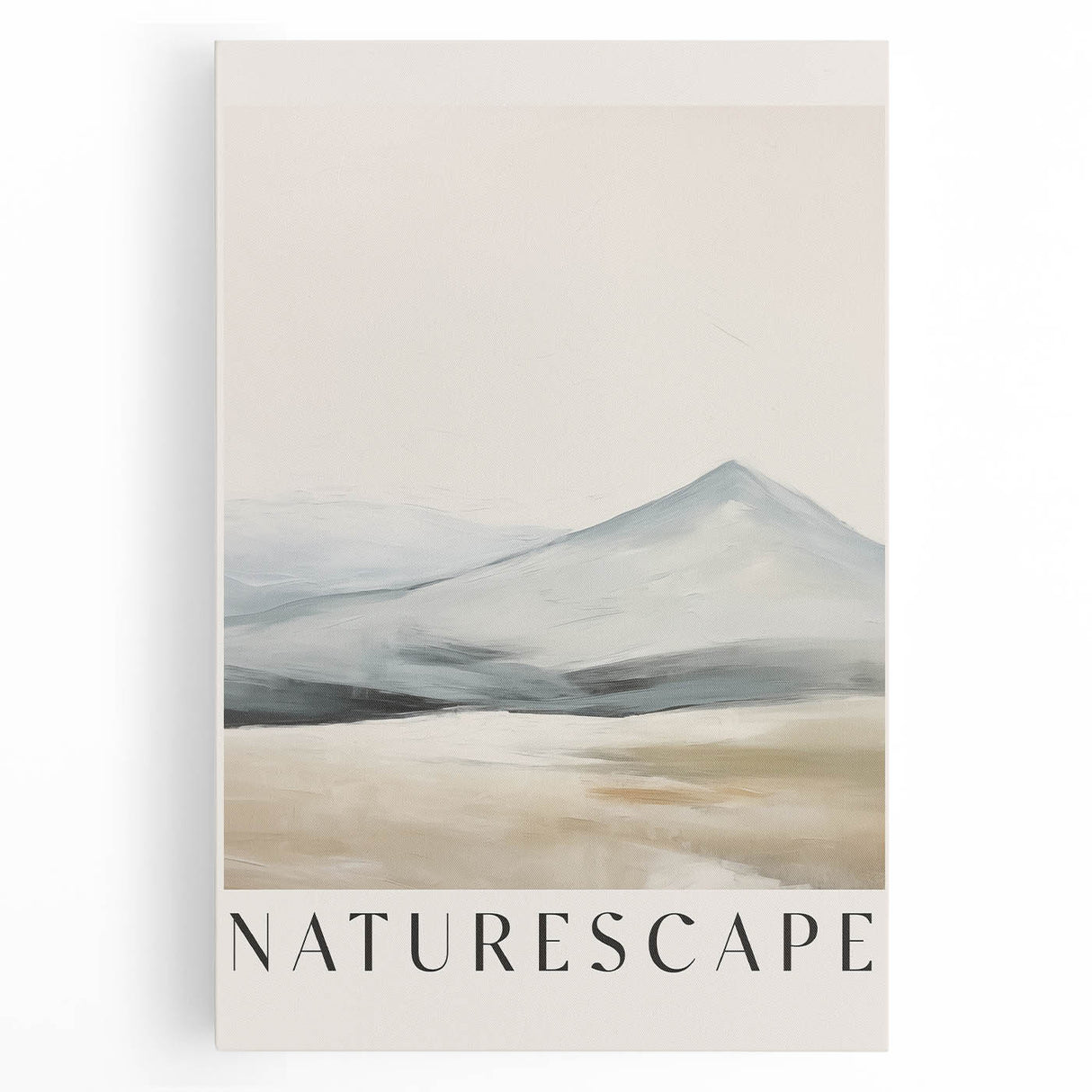 Abstract minimalist wall art design featuring soft, muted colors on a stretched canvas, showcasing geometric shapes and fluid lines, perfect for modern decor.