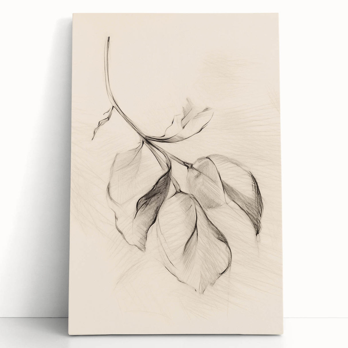 Abstract minimalist wall art collection featuring a stretched canvas with soft, muted colors, leaning against a wall, perfect for modern decor and home aesthetics.