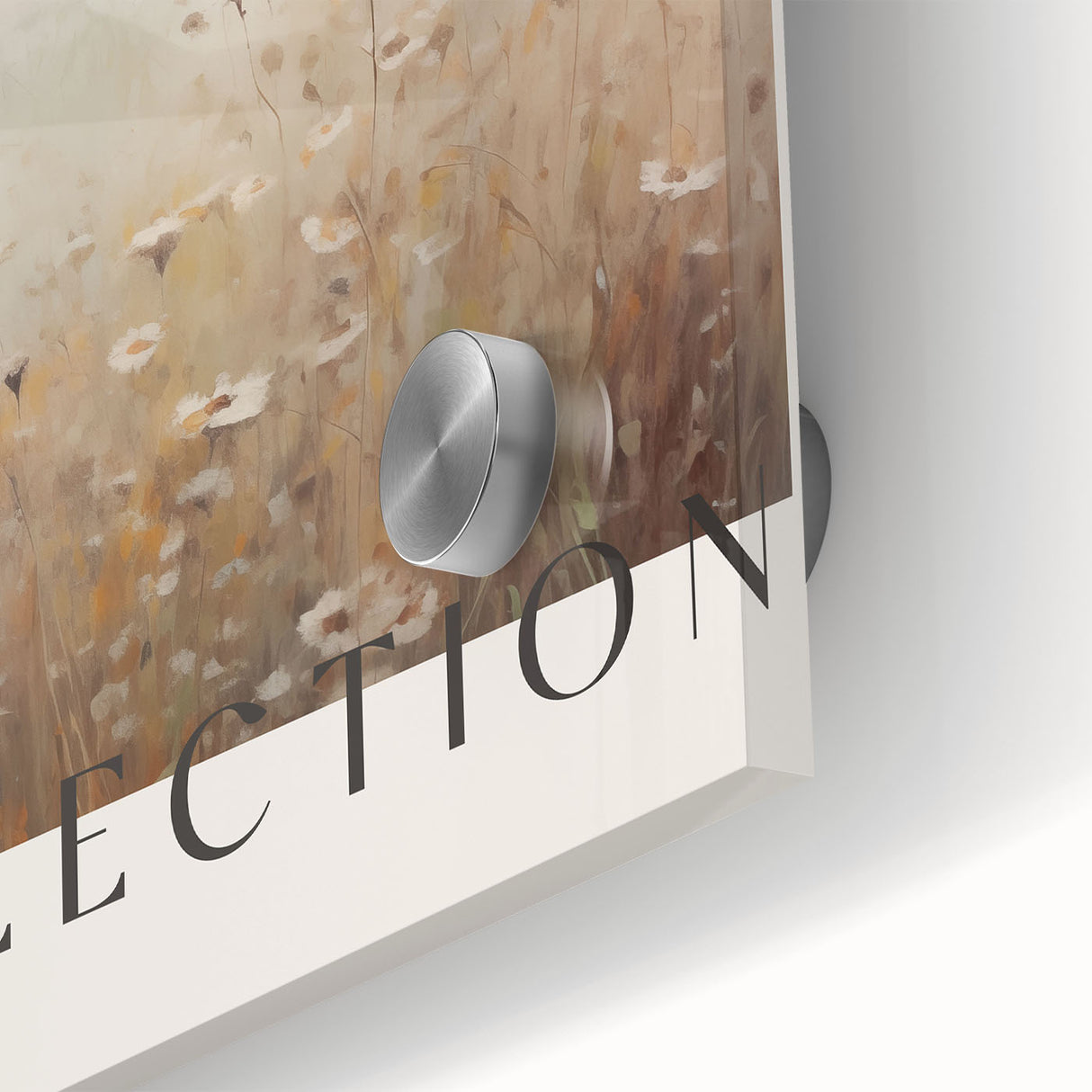 Close-up of a sleek, abstract minimalist wall art piece showcasing an intricate design in soothing pastel colors, ideal for modern home decor. This acrylic glass artwork enhances interior spaces with its clean lines and contemporary aesthetic, perfect for art enthusiasts.