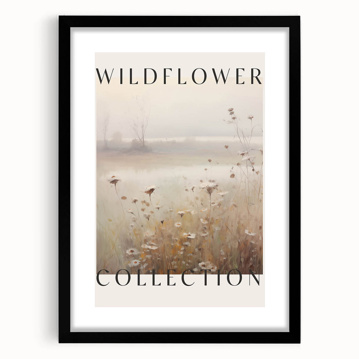 Abstract minimalist wall art design featuring a black frame and mat, showcasing geometric shapes and soft colors, perfect for modern home decor.