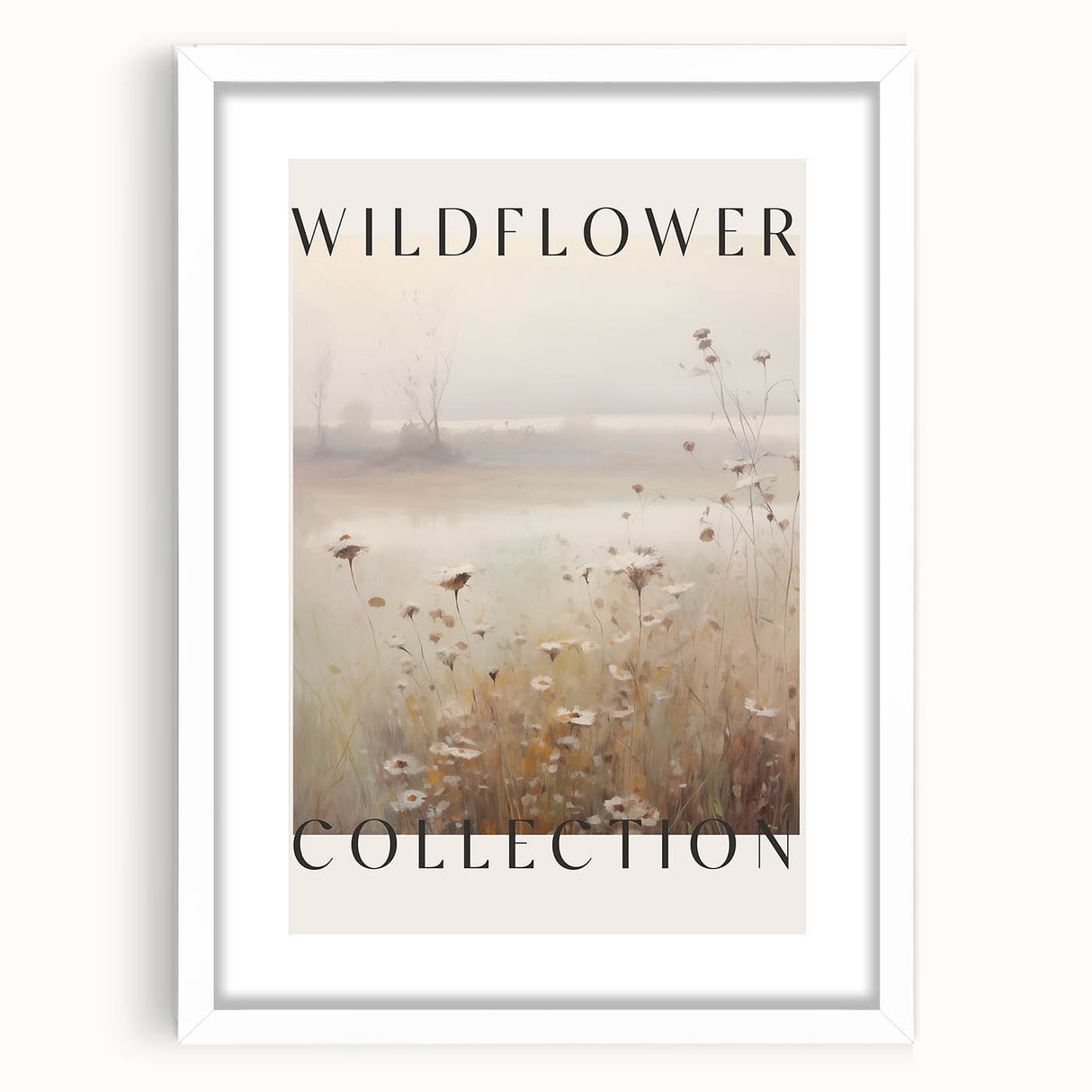 Abstract minimalist wall art collection featuring a white frame and mat, highlighting geometric shapes and soft colors, ideal for modern home decor.