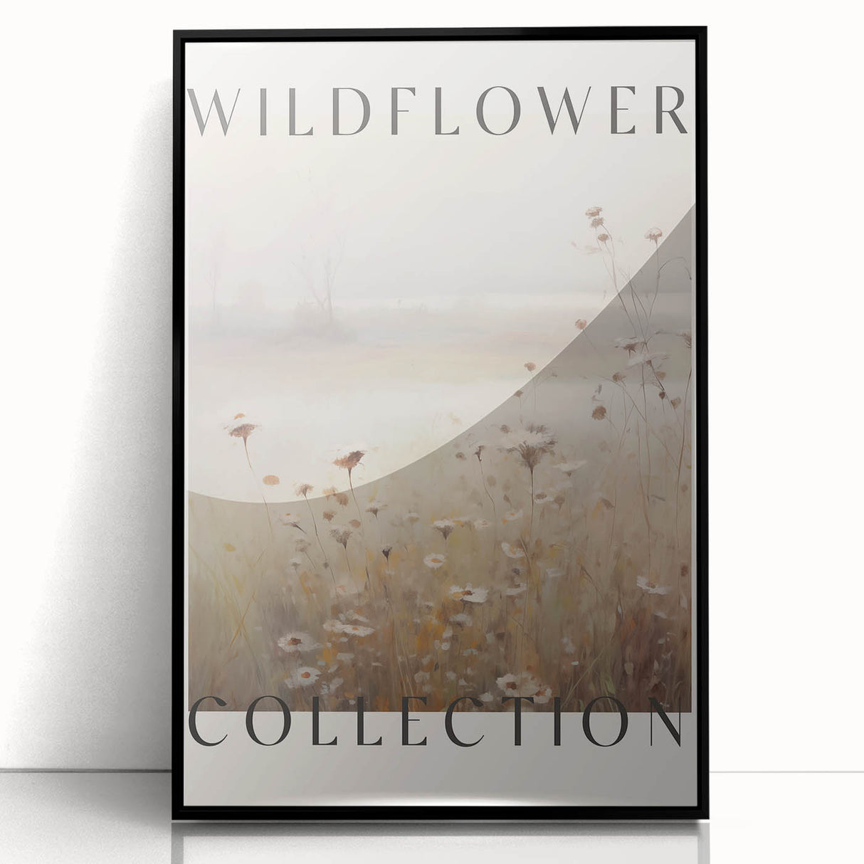 Framed black acrylic wall art showcasing an abstract minimalist design with soft geometric shapes, perfect for modern home decor and enhancing interior aesthetics.