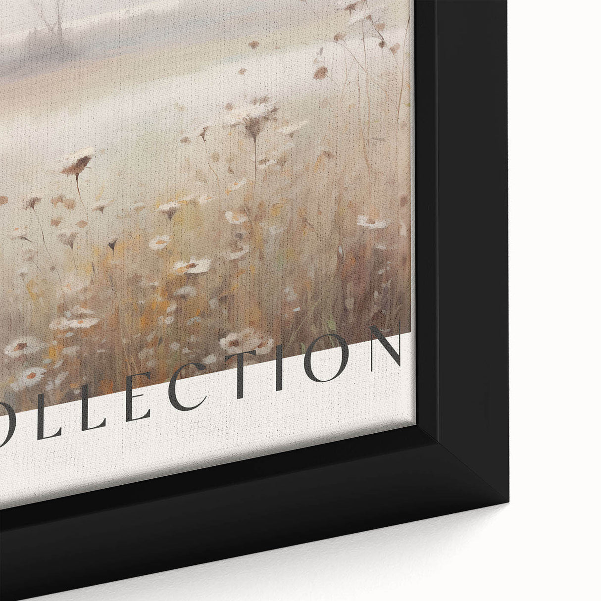 Close-up of a framed abstract minimalist wall art piece featuring soft pastel colors and geometric shapes, perfect for modern home decor.