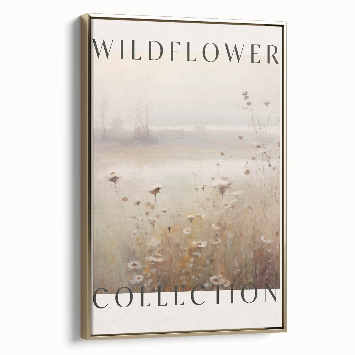 Framed canvas wall art featuring abstract minimalist design with gold accents, showcasing a modern aesthetic ideal for contemporary decor. The side view highlights the depth and elegance of the piece, perfect for enhancing any living space.