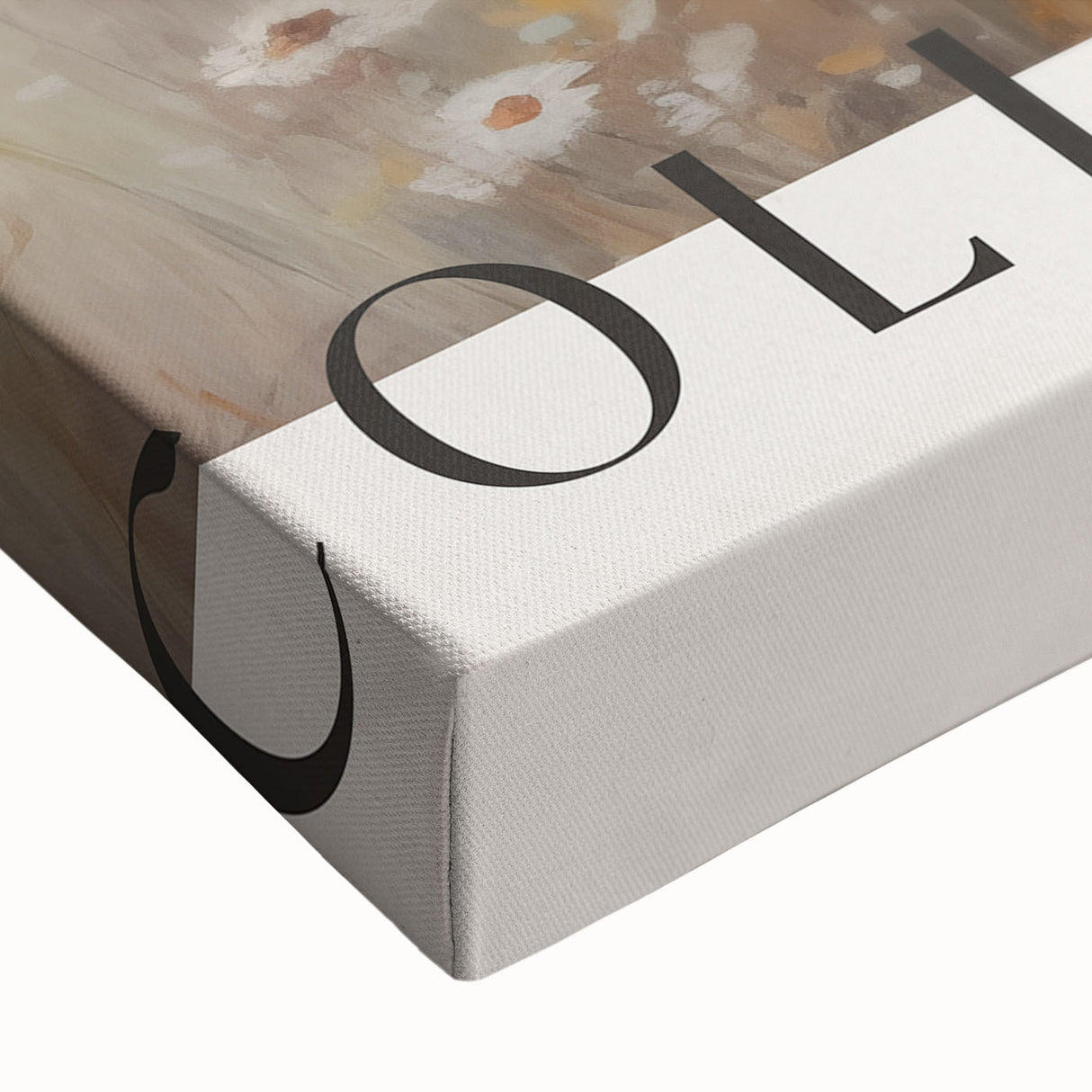 Close-up of an abstract minimalist wall art design on stretched canvas, showcasing soft pastel colors and intricate patterns, perfect for modern decor.