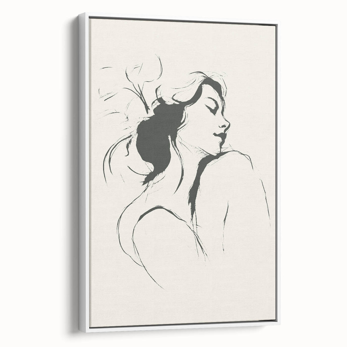 Abstract minimalist design wall art collection featuring a framed canvas in a white setting, showcasing elegant geometric patterns and soft color tones, ideal for modern decor.