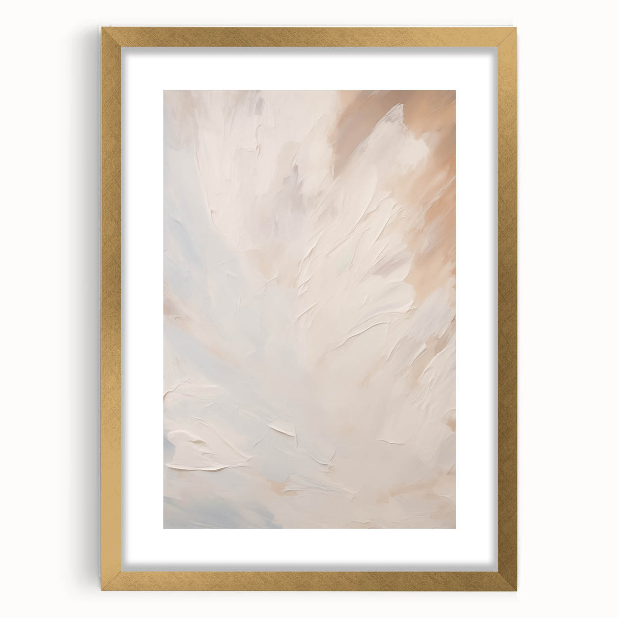 Abstract minimalist wall art collection featuring a gold-framed design with a mat, showcasing elegant lines and soft colors, perfect for modern home decor.