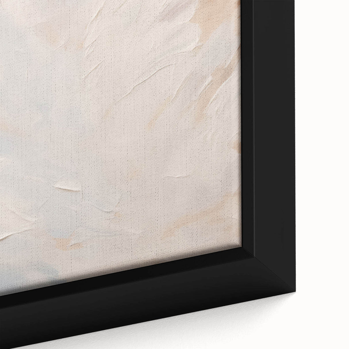 Close-up of a framed abstract minimalist wall art piece showcasing a blend of soft pastel colors and geometric shapes, perfect for modern home decor. The canvas emphasizes a serene aesthetic, ideal for enhancing living spaces or office environments.