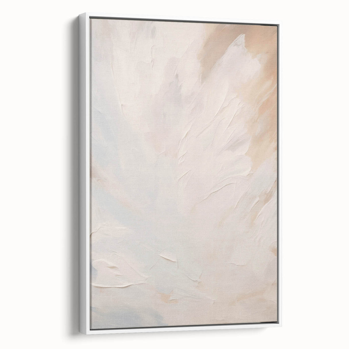 Framed minimalist wall art collection featuring an abstract design in soft colors, displayed from a side view against a neutral background. Ideal for modern decor.