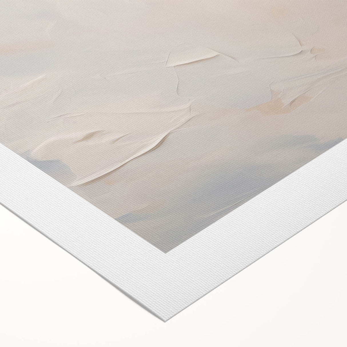 Abstract minimalist wall art featuring soft pastel colors and geometric shapes, printed on rolled canvas for easy display and shipping in a protective cardboard tube. Ideal for modern home decor.