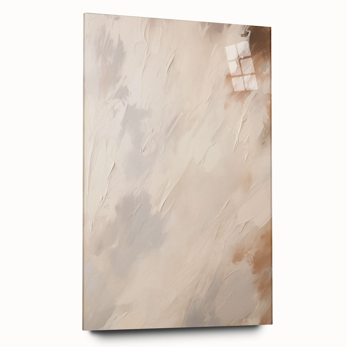 Abstract minimalist wall art collection displayed in a sleek acrylic frame, showcasing a modern design with neutral tones and smooth edges, perfect for contemporary interiors.