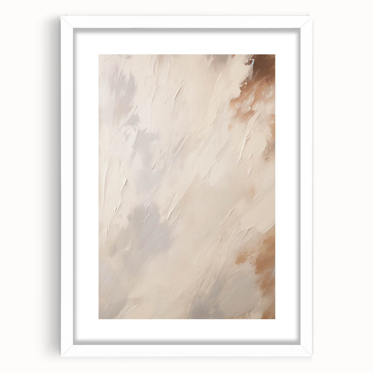 Minimalist wall art collection framed in white with a mat, showcasing an abstract design that enhances modern decor, ideal for stylish home interiors.