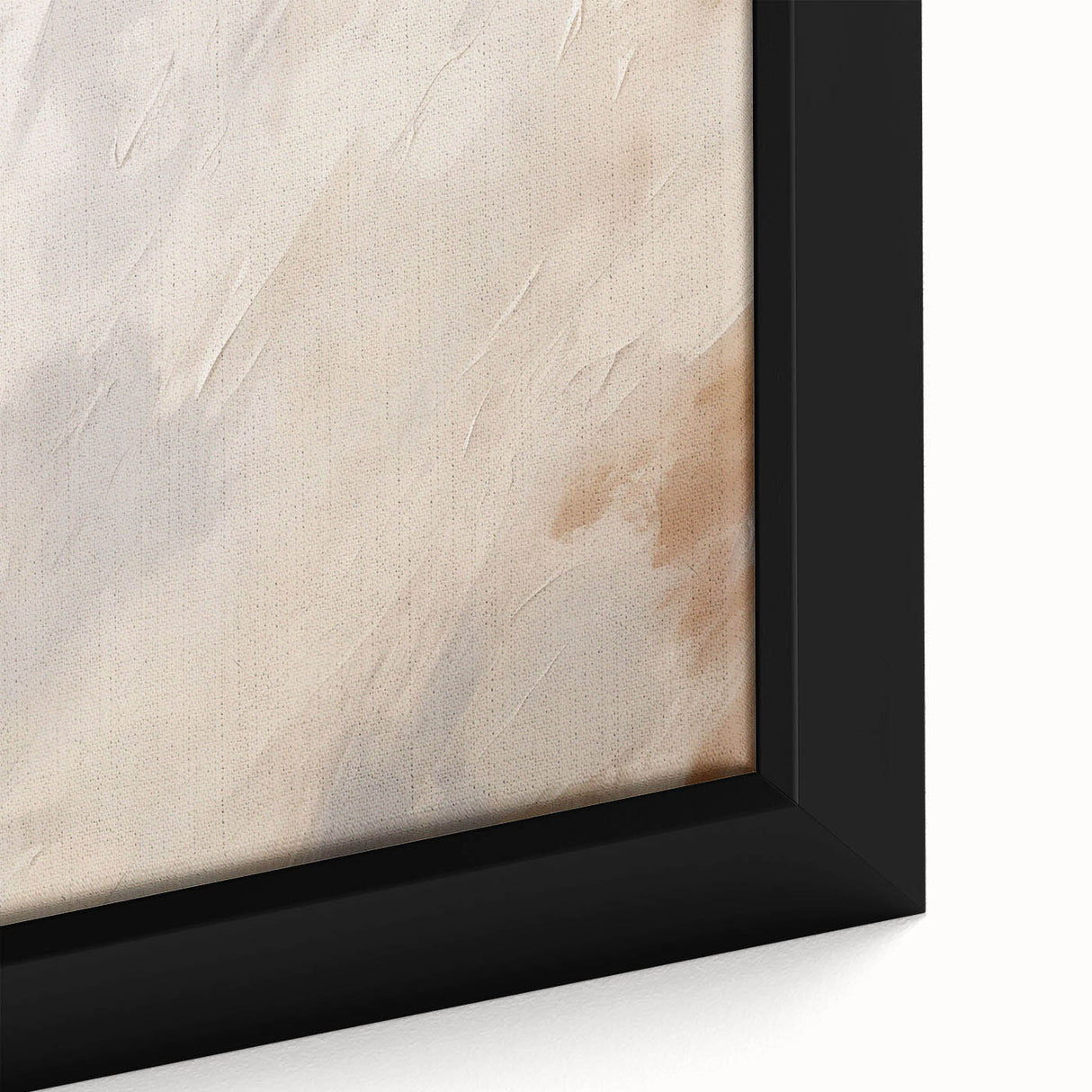 Close-up of a framed abstract minimalist wall art piece showcasing soft earth tones and geometric shapes, ideal for modern home decor and artistic expression.