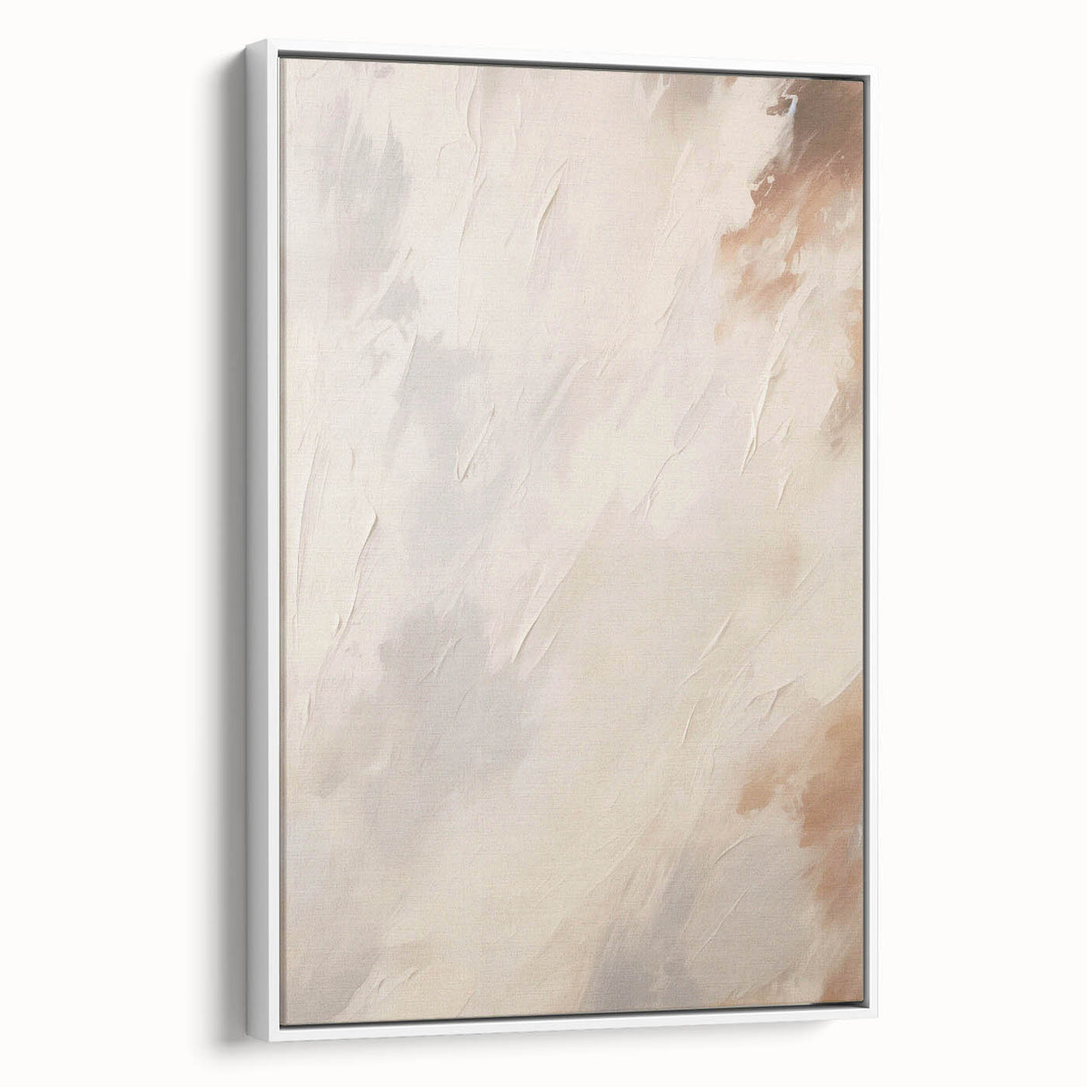 Framed abstract minimalist wall art collection showcasing a sleek white canvas design with subtle textures, perfect for modern home decor.