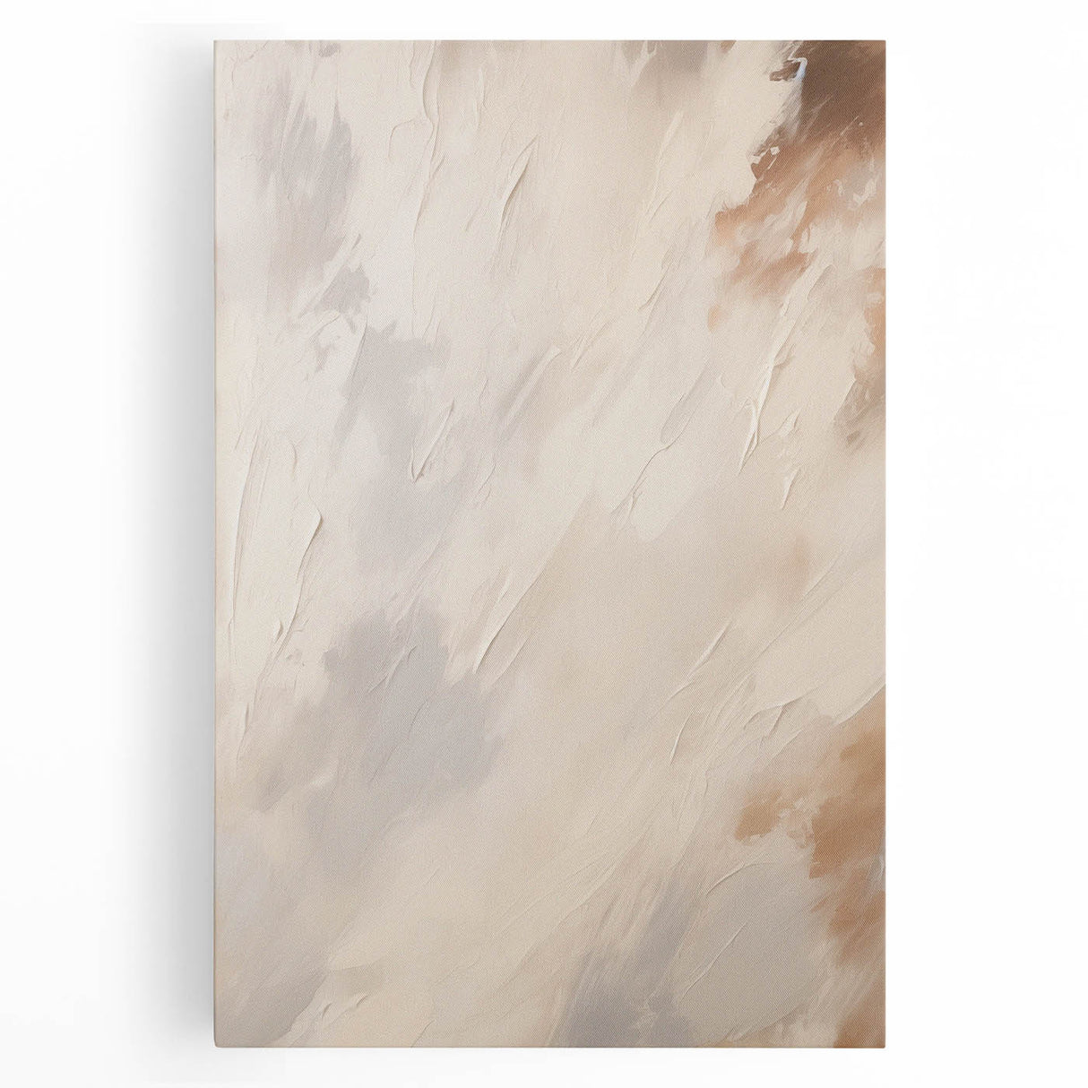 Abstract minimalist wall art collection featuring a stretched canvas design in soft earth tones, showcasing geometric shapes and a contemporary aesthetic perfect for modern decor.
