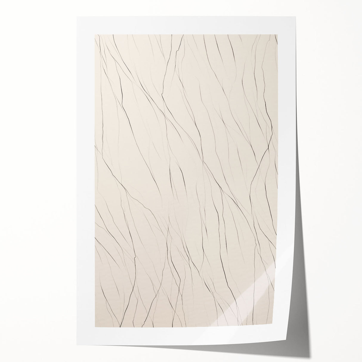 Abstract minimalist design wall art print featuring soft pastel colors and geometric shapes, elegantly rolled for easy framing and display, ideal for modern decor.